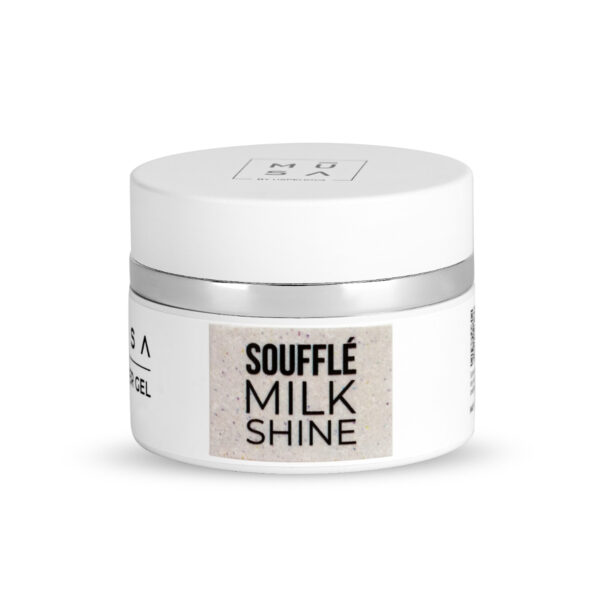 Photo du gel builder soufflé milk shine de couleur blanc laiteuse avec des micro paillettes