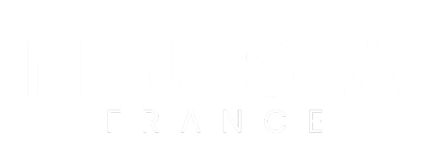 Logo noir et blanc de forme rectangulaire de la marque MUSA Nails France, site internet de vente en ligne de produit professionnel pour les ongles