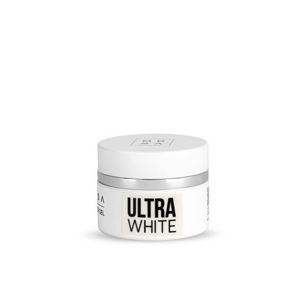 Photo du pot ultra white utilisé pour les french et pour des nails arts blanc de la marque musa nails