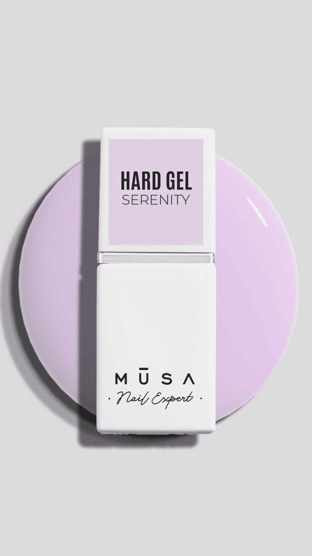 Photo de la hard gel serenity de chez musa nail de couleur parme.